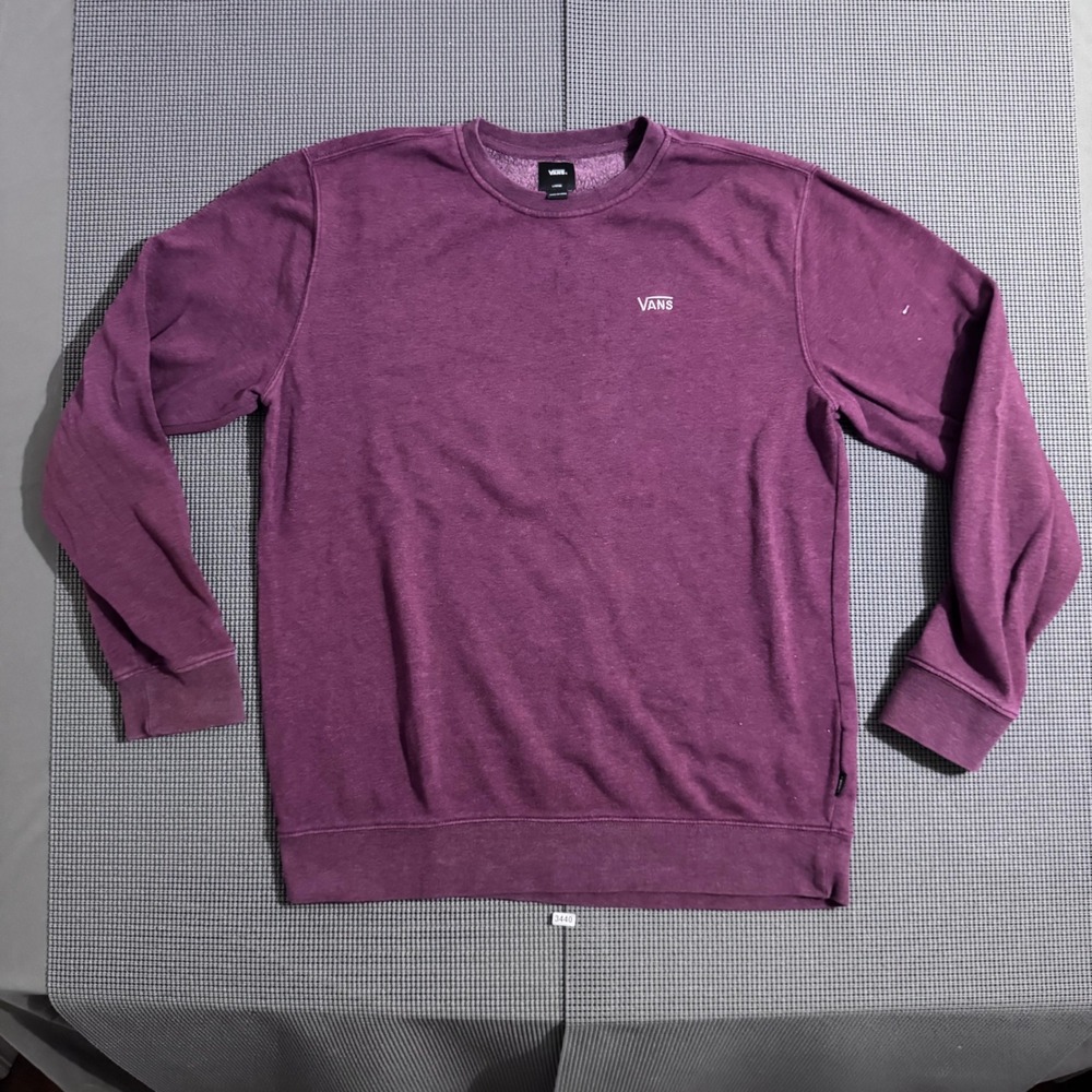 Vans Mens Crewneck Sweatshirt Large Burgundy Purple Heather Logo Pullover